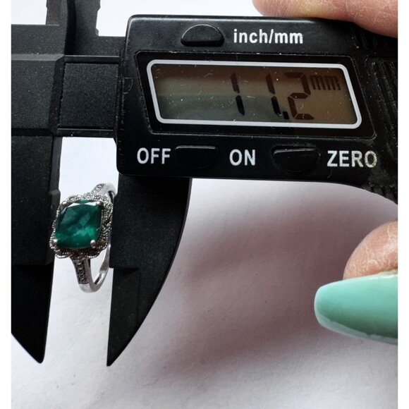 Estate 925 Sterling Silver Green Stone Ring Vintage Style Size 6.75 Filigree - Picture 9 of 12